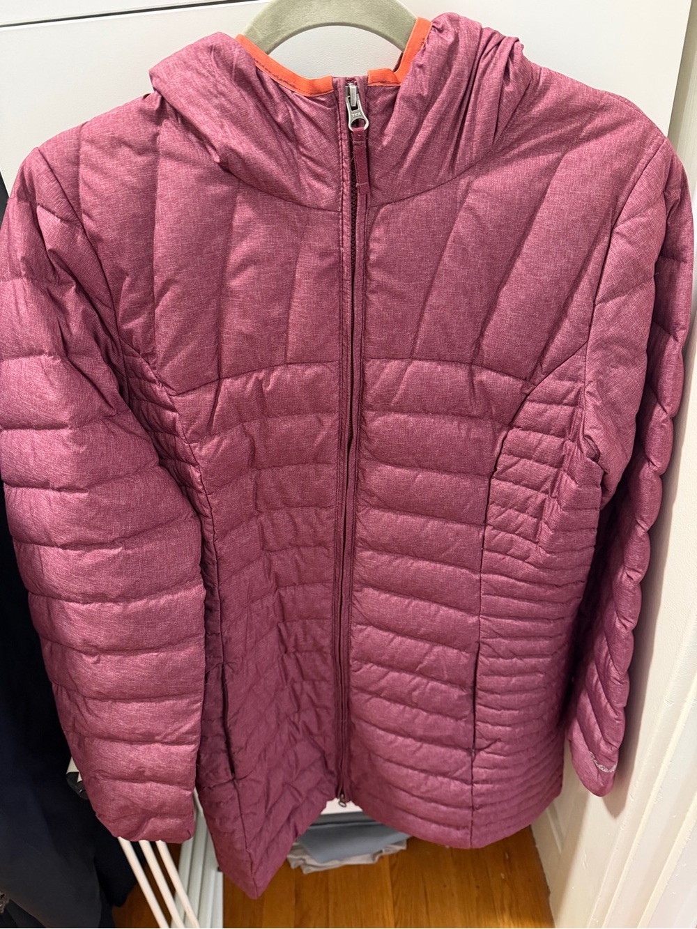 Eddie Bauer Quilted Hooded Puffer Jacket in Dusty Rose